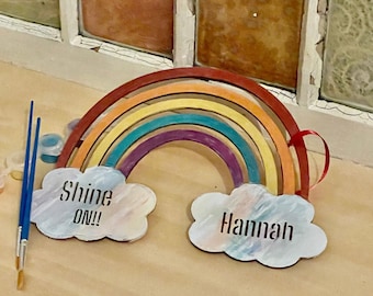 Personalized Rainbow Craft Kit: Painting or Yarn, DIY Wood Art