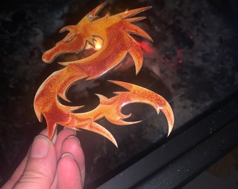 Dragon Christmas Ornament, Celtic Dragon in Resin with Red and Gold, Great Gift for Dragon Lover