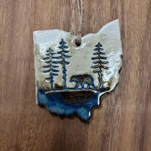 Adorno rústico de Ohio hecho a mano: decoración de bosque de montaña de cerámica Bear