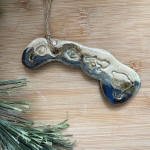 Hawaii Rustic Ornament- Ceramic Mountain and Forest State Ornament, Decoration, Christmas Ornament, Handmade and Hand Rolled