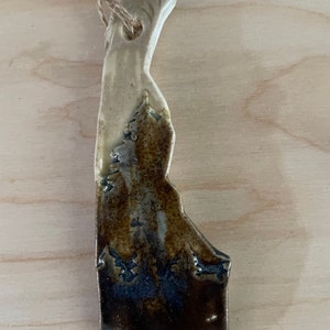 Delware Rustic Ornament- Ceramic Mountain and Forest State Ornament, Decoration, Christmas Ornament, Handmade and Hand Rolled