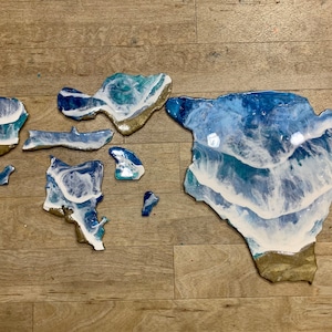 Colgante de pared del estado de Hawái, islas hawaianas con olas del océano, colgante de pared grande, arte hawaiano, regalo para mamá, decoración de casa de playa,