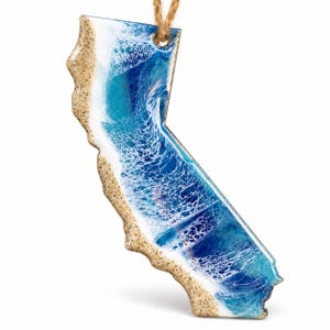 California Resin Ornament: Real Sand and Ocean Waves