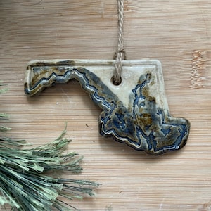 Maryland Rustic Ceramic Ornament: Handmade Mountain Forest Decoration