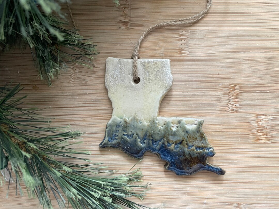 Louisiana Rustic Ornament Ceramic Mountain and Forest State Ornament
