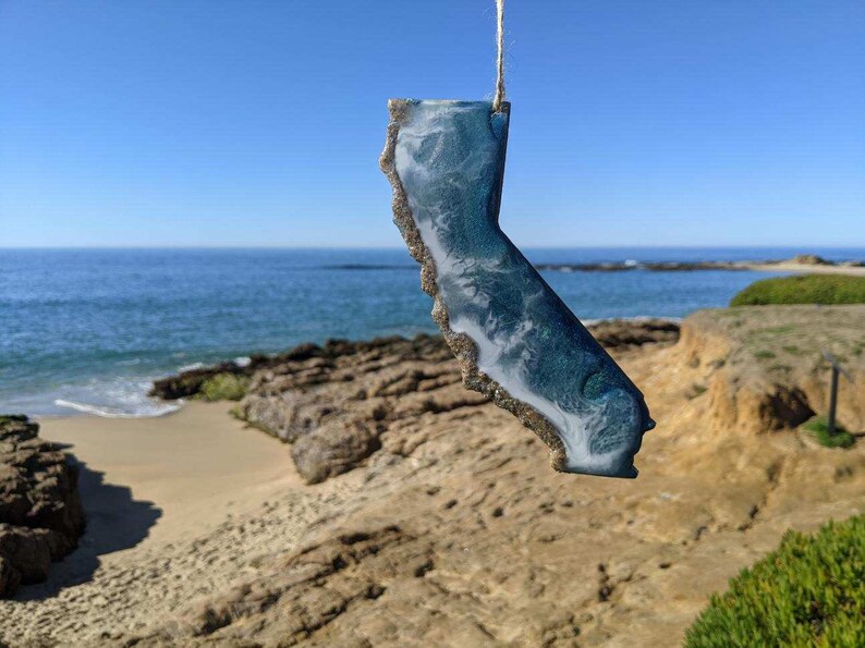 Resin State Ornament: Real Sand & Ocean Waves Christmas Decoration