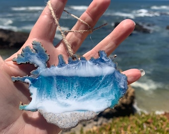 Iceland Resin Ornament: Real Sand and Ocean Waves Vacation Keepsake