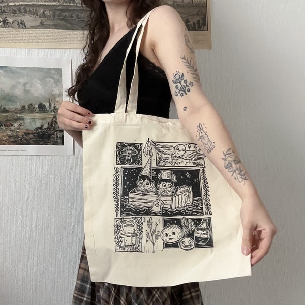 the unknown tote bag | milzbe, lino print