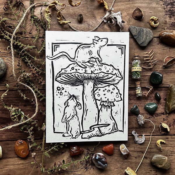 mushroom climbers print, rat, mouse, pets