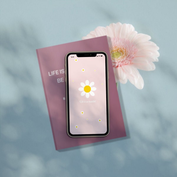 iPhone Wallpaper, cell phone background,  Digital Download, Home and Lock Screen, Daisy, Inspirational, Pink, Summer