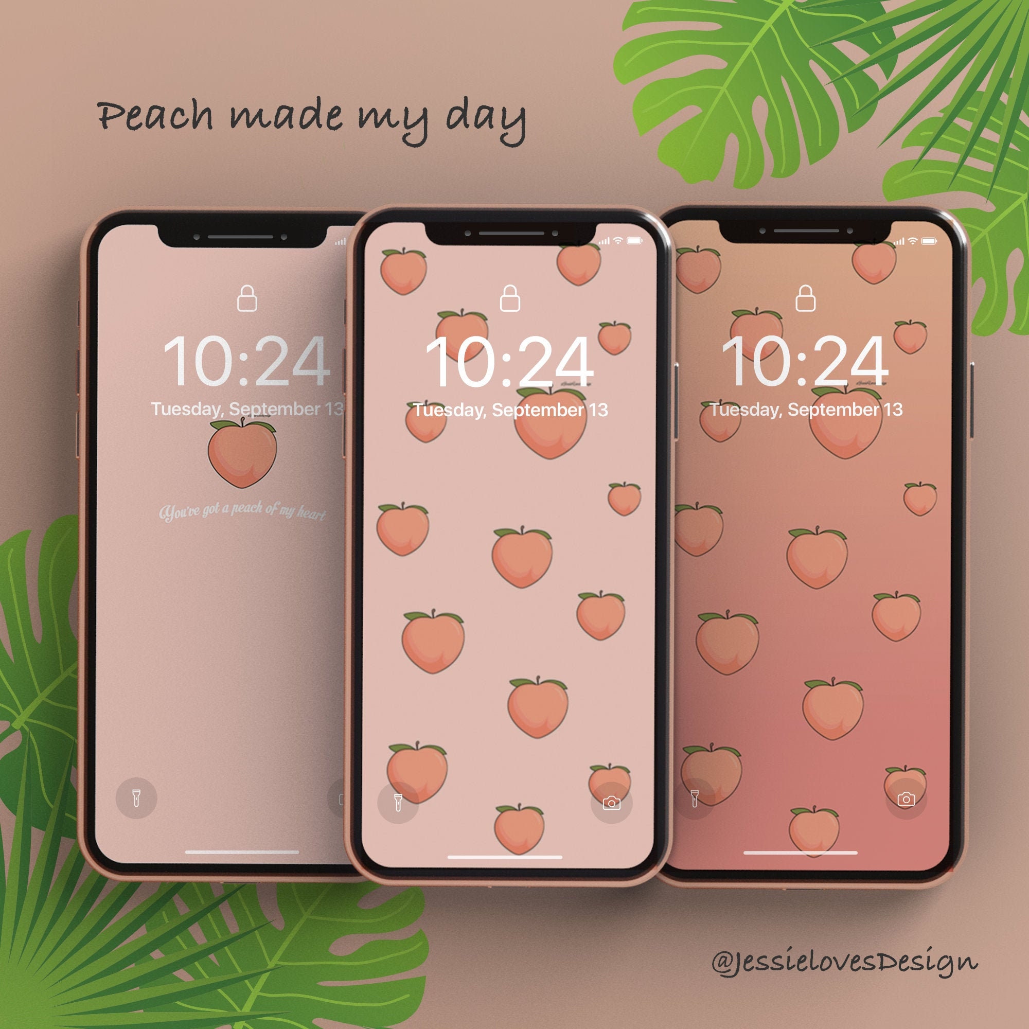 3 Peach Wallpapers For Iphone Cellphone Home And Lock Etsy