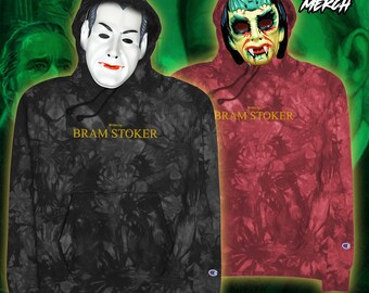 Felpa con cappuccio tie-dye di Bram Stoker / Ritratto dell'autore di Dracula / Felpa ispirata alla letteratura gotica / Regalo per gli amanti dell'horror e dei vampiri