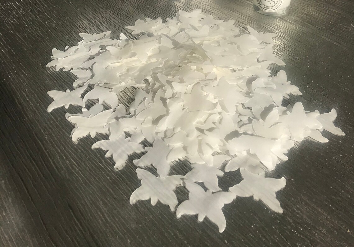 1000 2 Butterflies Satin Rice Paper White Confetti Etsy