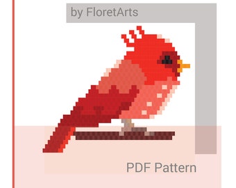 Red bird  peyote PDF pattern for Miyuki delica beads ( DB 11/0 ) beading pattern