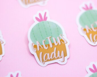Cactus Lady Sticker / Stickers, Stationary, Bullet Journal, Journaling, Scrapbooking, Die Cut Sticker by wickednadiastudio