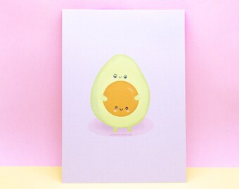 Cute Avocado Print / Kawaii, Illustration, Cute Wall Art, Wall Decor by wickednadiastudio