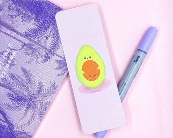 Avocado Bookmark / Luxury Bookmark, Cute Bookmark, Illustration Bookmark, Kawaii Bookmark by wickednadiastudio