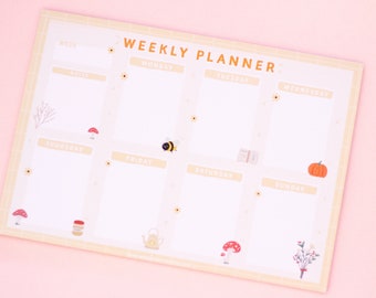 Cottagecore Weekly Planner / A5 Planner, Desk Planner, Cute Stationery, Tearaway Notepad, Cottagecore Stationary by wickednadiastudio