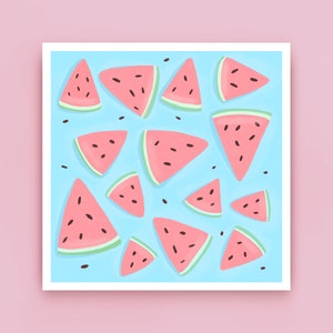 Watermelon Slices Art Print / Hand Drawn Illustration, Cute, Kawaii Art Print, Wall Decor by wickednadiastudio