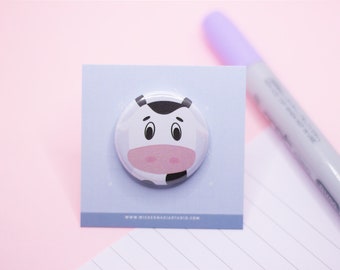 Cute Cow Button Pin / Farm Animals, Kawaii, Pinback Buttons, Badges, Pins, Cute by wickednadiastudio