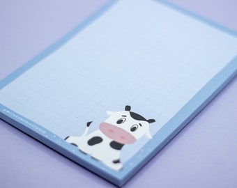 Cute Cow Notepad / Farm Animals, Kawaii, Desk Memopads, Cute Stationary, Tearaway Notepad by wickednadiastudio