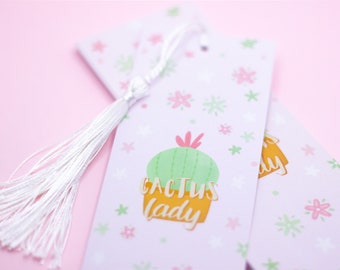 Cactus Lady Bookmark / Cacti, Succulent, Cute, Kawaii, Hand Drawn Illustration by wickednadiastudio
