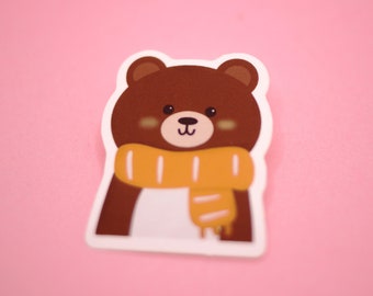Cute Winter Bear Sticker / Kawaii Illustration, Kawaii Sticker by wickednadiastudio