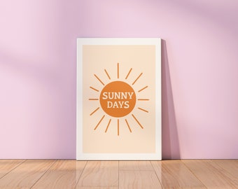 Sunny Days Art Print / Hand Drawn Illustration, Minimal, Abstract, Modern, Boho Decor, Wall Decor by wickednadiastudio