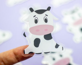Cute Cow Clear Sticker / Farm Animals, Kawaii, Die Cut Vinyl Sticker by wickednadiastudio