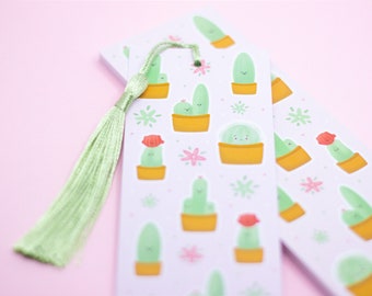 Cactus Friends Bookmark / Cacti, Succulent, Cute, Kawaii, Hand Drawn Illustration by wickednadiastudio