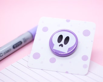 Halloween Skull Button Pin / Halloween, Kawaii Skull, Pinback Buttons, Badges, Pins, Cute by wickednadiastudio