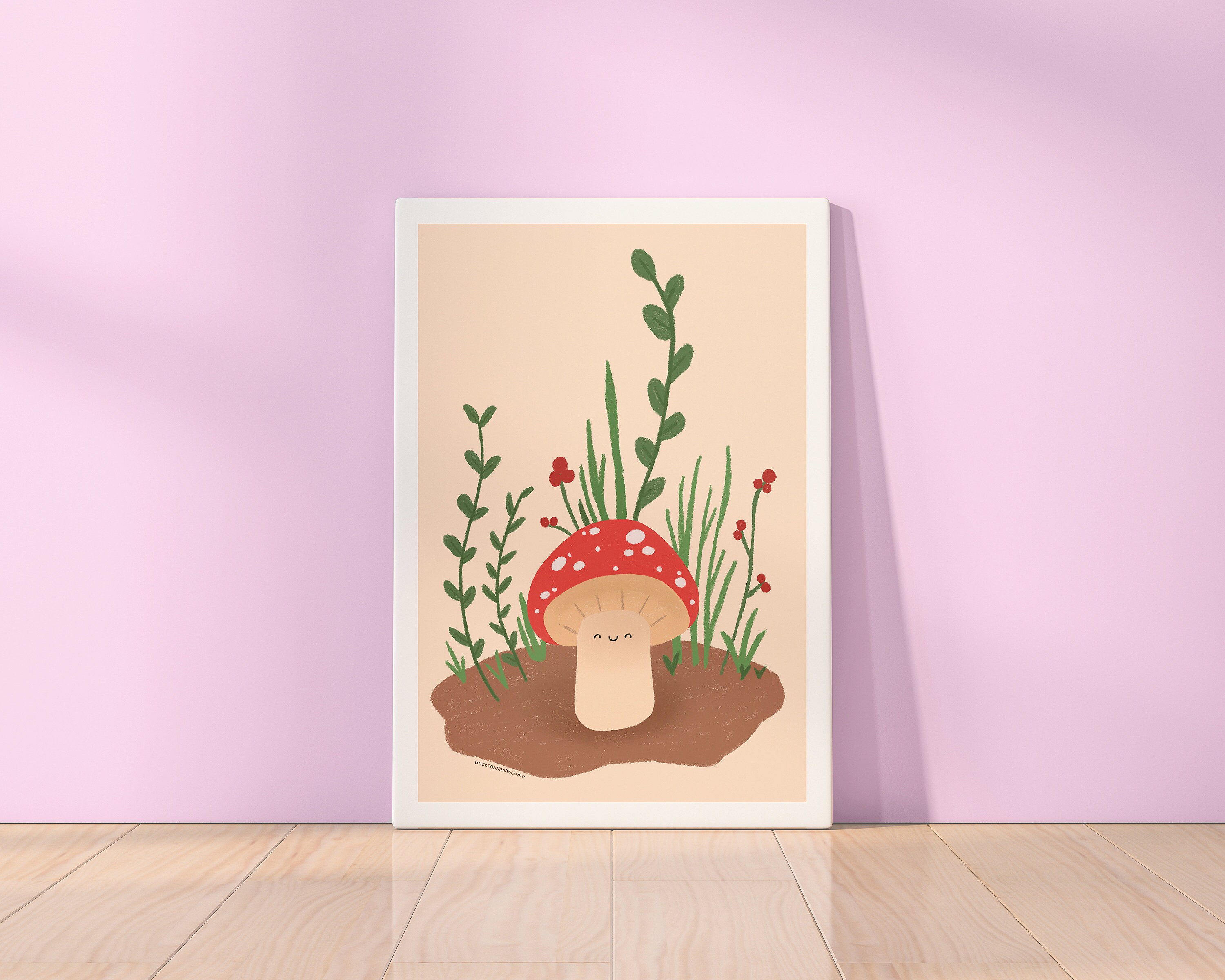 Little Mushy Art Print / Hand Drawn Illustration, Mushroom Art Print,…