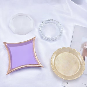 Irregular Plate Diamond Round Dish Resin Mold Silicone Mould Pottery Mold Decoration DIY Pendant Mold Epoxy Resin Molds for Jewelry