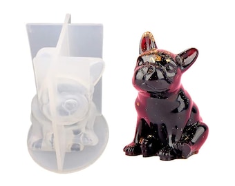 3D Resin Bulldog Silicone Molds DIY  Mould Epoxy Resin Pendant Charms French Bulldog Molds
