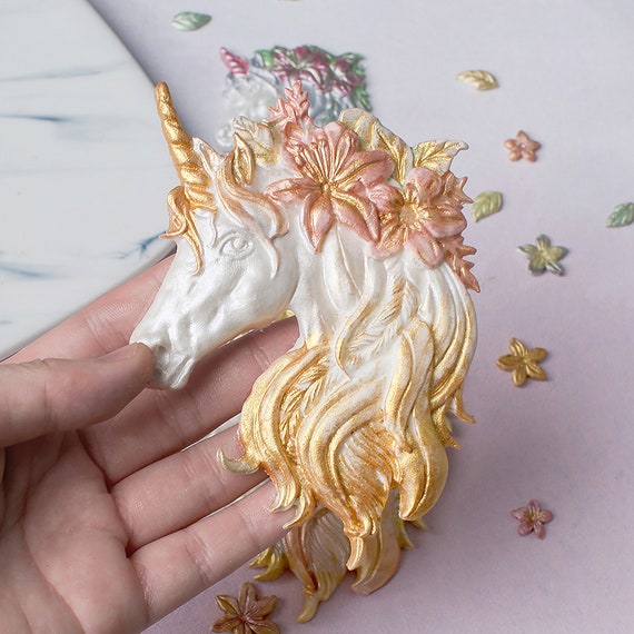 "Unicorn with flowers" plastic soap mold soap making mold mould 