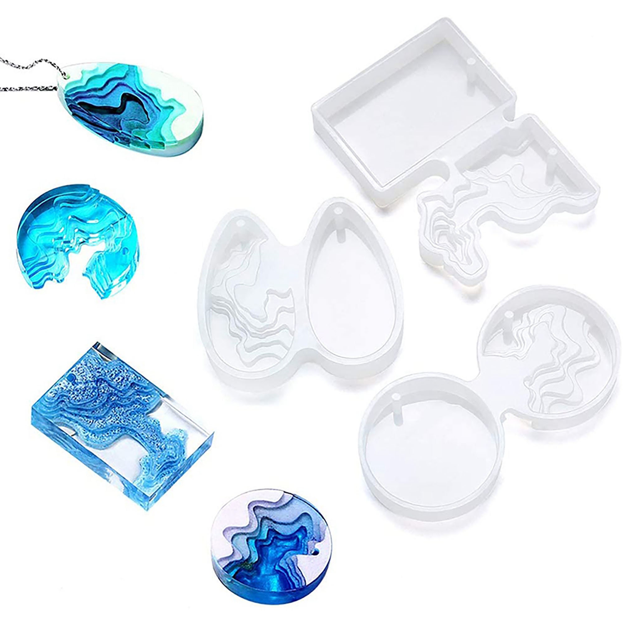 Island Resin Pendant Molds, Pendant Silicone Molds Jewelry Resin Casting  Molds for Earrings Necklace Keychains 