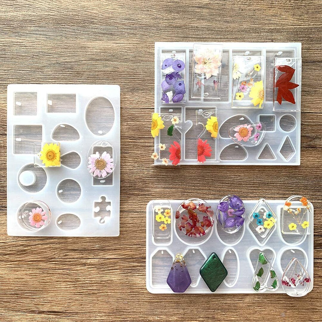 3PCS Jewelry Resin Mold Keychain Resin Mold Silicone Mold for Resin Pendants DIY Earrings
