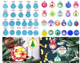 Christmas Mold, Christmas Ornament Resin Molds, Round Shape Pendant Silicone Molds, Silicone Mold with Hole, Round Tag Mold, DIY Tree Decor