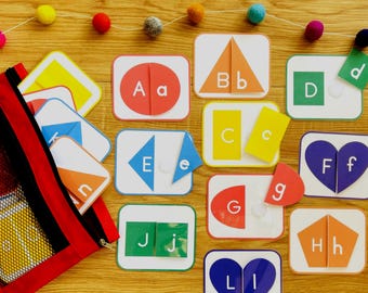 Uppercase Lowercase Alphabet and Shape Matching Cards