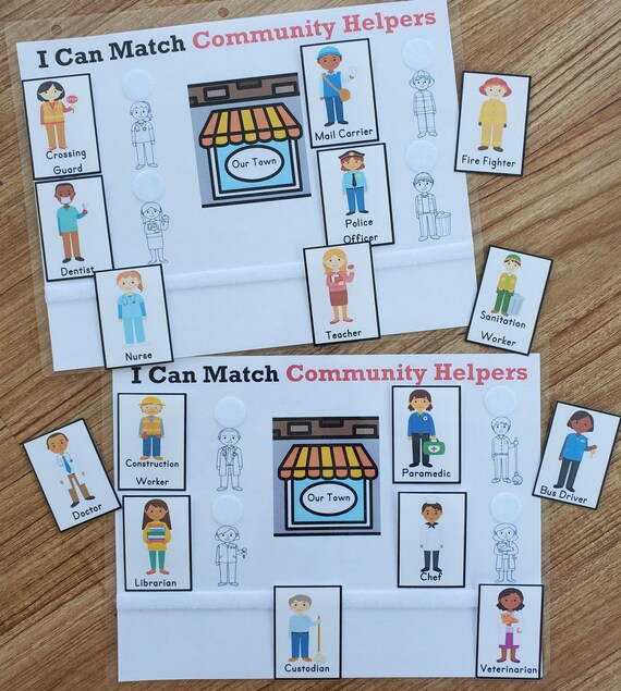 Community Helpers Matching Bundle 2 Pages - Etsy