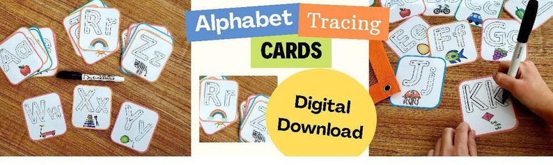 Alphabet Letter Tracing Card Set ***Téléchargement numérique*** Alphabet Flash Cards PDF Imprimable image 1