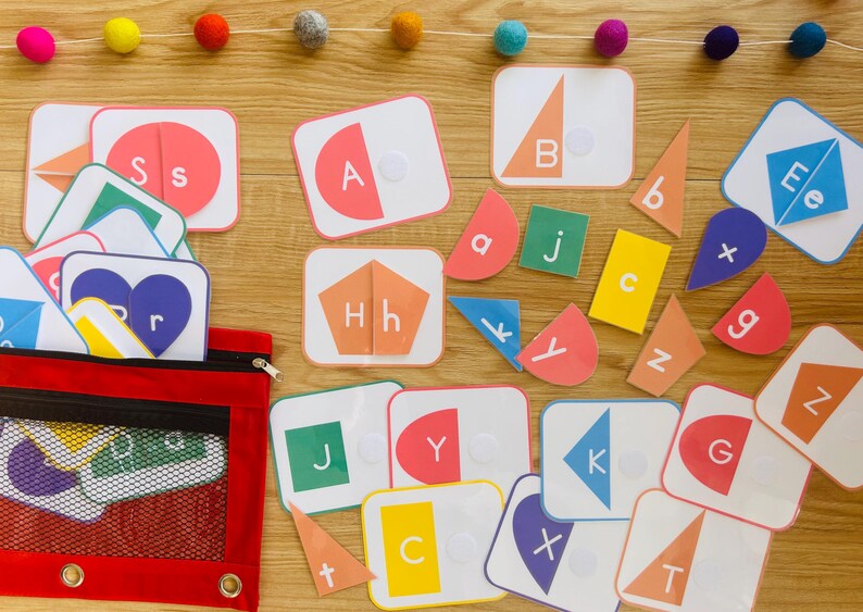 Alphabet Matching Shape Uppercase Lowercase Alphabet and Shape Matching Cards - Etsy