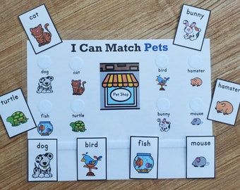 Pet Matching Activity Page   Early Childhood, Preschool, Pre-K, Homeschool