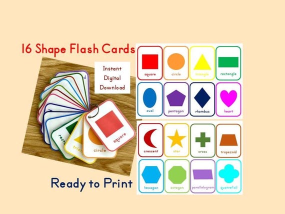 Preschool and Toddler Shape Flash Cards *** Digital Download***