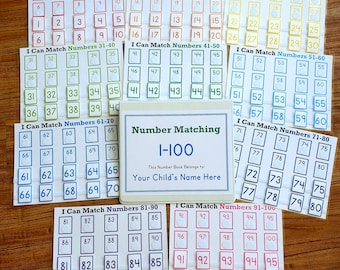 Number Practice Matching 1-100 ***Digital Download***