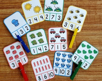Colorful Counting Clip Cards