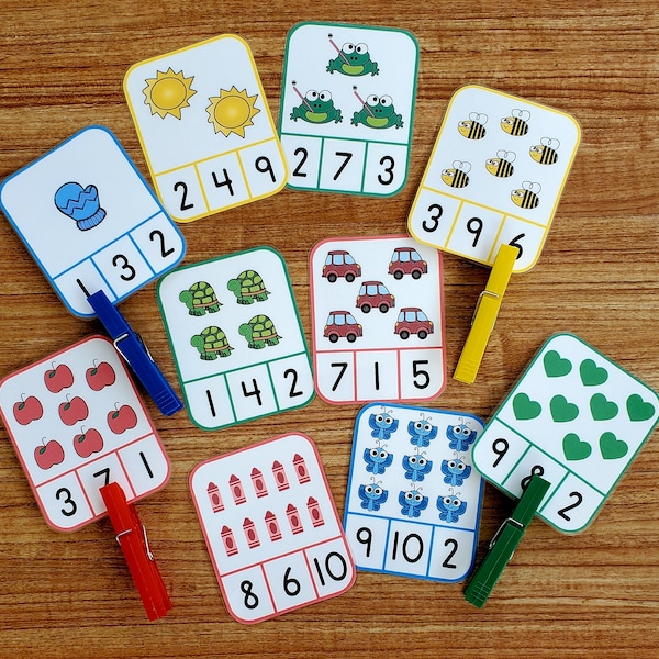 Colorful Counting Clip Cards