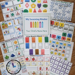 Pre-K Kindergarten Readiness Learning Binder Homeschool Activities for ages 3-6