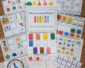 Pre-K Kindergarten Readiness Learning Binder Homeschool Activities for ages 3-6