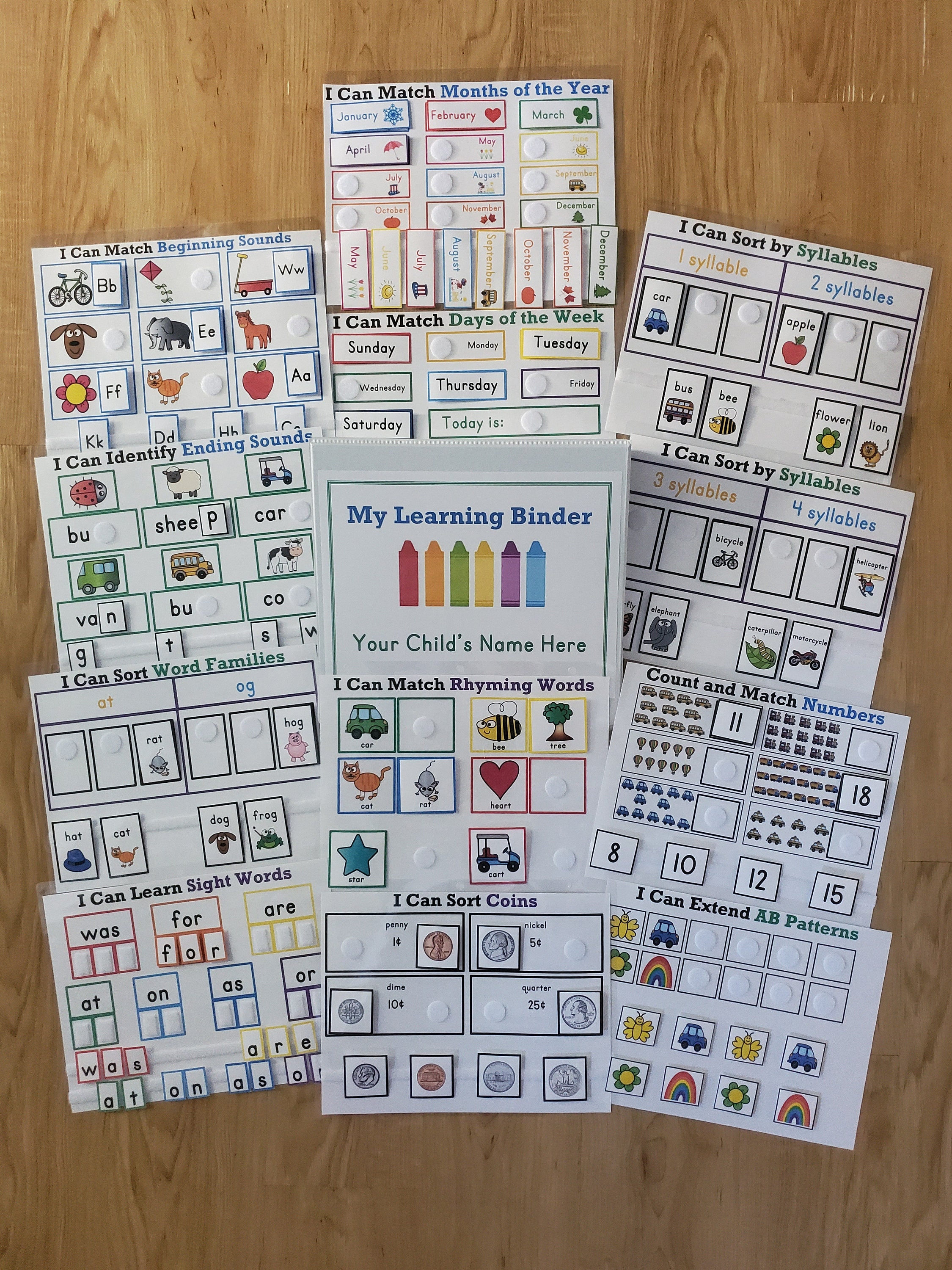 Kindergarten-1st Grade Learning Binder ages 5-7 | Etsy